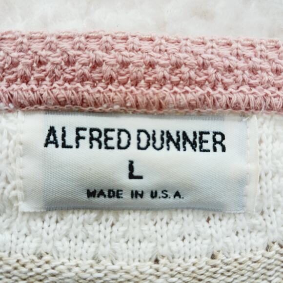 Sweater Size L VTG Pink Beige Stripe Soft Knit Light Academia Soft Girl Y2K Prep - Picture 11 of 11